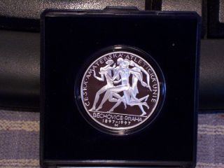1997 Czech Republic 200 Korun Silver Proof Coin Athletic Union Czechoslovakia Pp