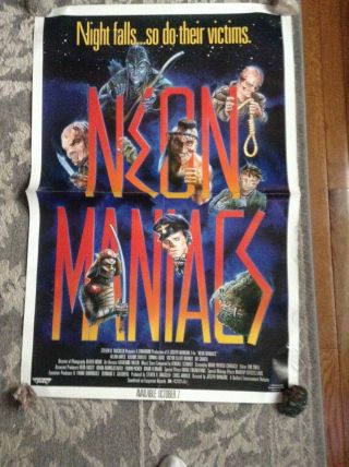 Neon Maniacs Video Store Vhs Horror Movie Poster 1987 Lightning