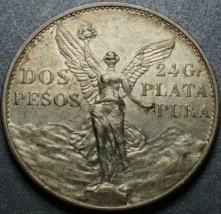 1921 Mexico " Centennial Of Independence " Silver Two Pesos Crown Size 1 Year Type