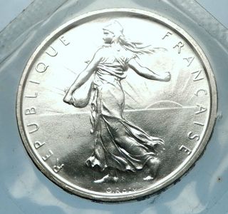 1964 France French Large Silver 5 Francs Coin W La Semeuse Sower Woman I68206