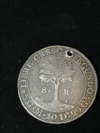 Central American Republic / Guatemala 8 Reales Ng M Silver 1826