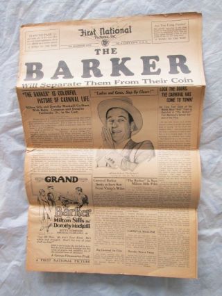 The Barker (first National Pictures,  1928) Vintage Exhibitor Pressbook Compson