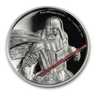 . 999 Silver 2017 Star Wars Darth Vader Ultra High Relief Niue 2 Oz Coin Ogp