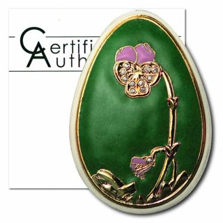 Cook Islands Imperial Faberge Egg In Green Cloisonné $5 2010 Proof Silver Crown