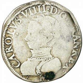 [ 860780] Coin,  France,  Charles Ix,  Teston,  1562,  Toulouse,  Vf (30 - 35),  Silver