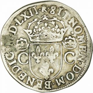 [ 860780] Coin,  France,  Charles IX,  Teston,  1562,  Toulouse,  VF (30 - 35),  Silver 2