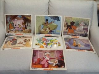 Disney Lobby Card Set Of 7 Aristocats Including Title Card