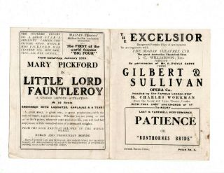 Mary Pickford 1923 Little Lord Fauntleroy Gilbert Sullivan Patience Herald Burma