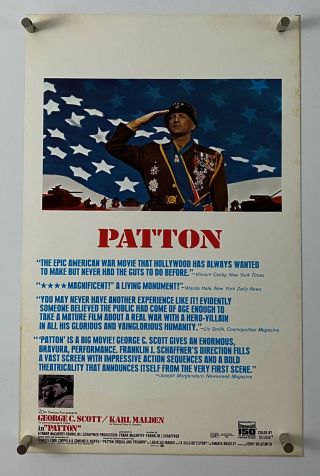Patton Movie Poster (fine) Window Card 1970 George C Scott Folded Wc123