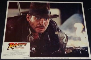 Raiders Of The Lost Ark Orig 1981 Lobby Cd Harrison Ford Close To Snake Exc
