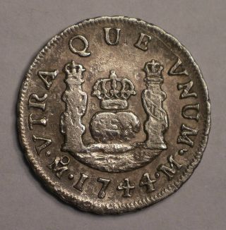 1744 Mom Mexico Colonial 1 Real Silver Coin Km - 75.  2 4445