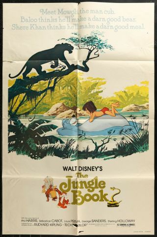 Walt Disney The Jungle Book Re - 1978 1 - Sheet Movie Poster 27 X 41