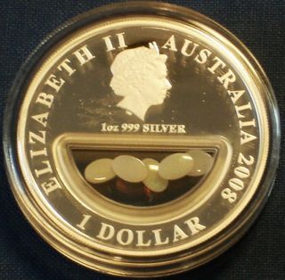 Australia 1$ Silver Proof 2008 Treasures of Australia Opals KM 1749 Boxes & 2