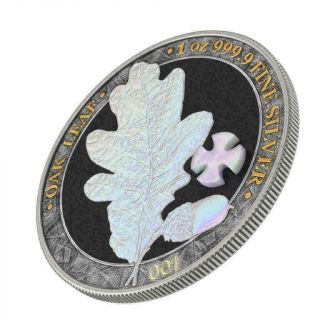Germania 2019 5 Mark Oak Leaf Pearl Cross 1 Oz Silver 9999 Coin Numbered
