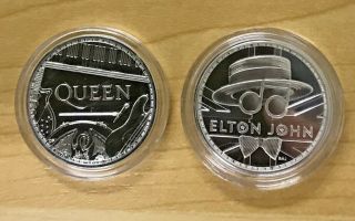 2 Coin Set 2020 Great Britain 1 Oz Silver Queen And Elton John Music Legends Bu