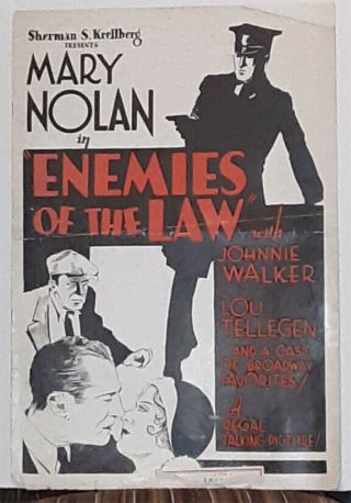 Enemies Of The Law 1931,  Mary Nolan,  Johnnie Walker,  Lou Tellegen