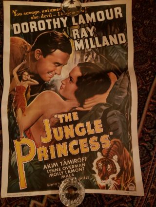 The Jungle Princess Movie Poster 1945 Dorothy Lamour Ray Milland Look