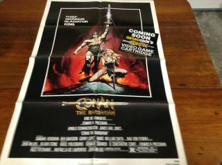 Vintage Conan The Barbarian 1 Sheet Movie Poster 27x41 Folded