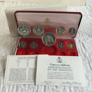 Bahamas 1974 9 Coin Proof Set With Silver - Sealed/complete