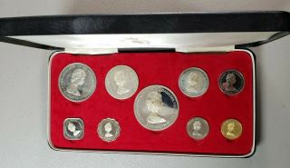 1971 Commonwealth Of The Bahama Islands 9 Coin Proof Set W/silver Box No