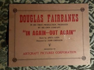 Douglas Fairbanks In Again - Out Again Artcraft Title Lobby Card 1917 Anita Loos