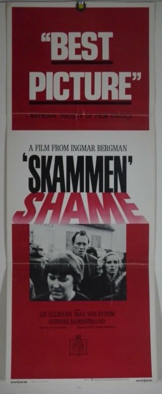 Shame Ff Orig Insert Movie Poster Ingmar Bergman Max Von Sydow Liv Ullmann (1969)