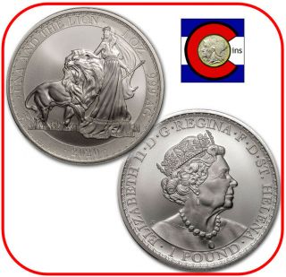 2020 St.  Helena Una And The Lion £1 1 Oz Silver Bu Coin In Direct Fit Capsule