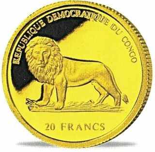Congo 20 francs 2003,  gold 1/25 oz (1.  24 grams) Pope Paul II 2
