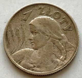 Poland Silver 1 Złoty Y 15 1925 (london) Dot After Date