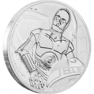 2017 Niue $2 Star Wars C - 3po 1 Oz.  999 Silver Coin -