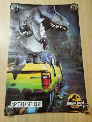 Vintage 1993 Jurassic Park T - Rex Strikes Movie Poster 2246 Osp
