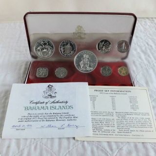 Bahamas 1972 9 Coin Proof Set With Silver - Sealed/complete