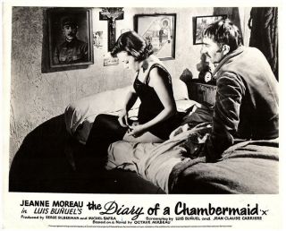 Diary Of A Chambermaid Lobby Card Jeanne Moreau Jean - Claude On Bed 1964