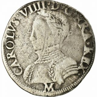 [ 860772] Coin,  France,  Charles Ix,  Teston,  1568,  Toulouse,  Vf (20 - 25),  Silver