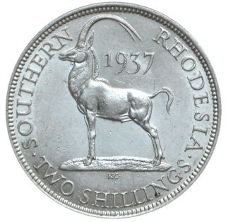Southern Rhodesia 2 Shillings 1937 Silver Choice Au George Vi
