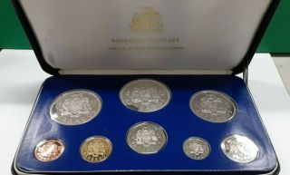 1980 Barbados 8 Coin Proof Set $5 $10 Silver - W/ Box & From Franklin