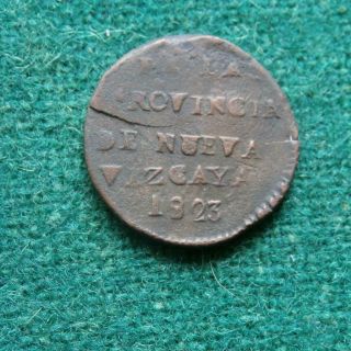 1823 Mexico Copper 1/8 Real Coin Durango Nueva Vizcaya