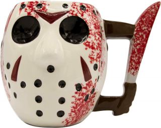 Friday The 13th Jason Mask W/ Knife 20oz Ceramic 3d Sculpted Mug