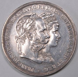 1879 Austria Habsburg Silver 2 Gulden Franz Joseph I Wedding Jubilee 842h