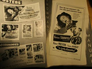 Barbara Stanwyck The Lady Gambles A 1949 Film Noir Complete Pressbook 12 Pgs