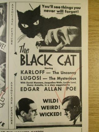 The Black Cat W Bela Lugosi And Boris Karloff Photos Jul 1934 Nyc Herald