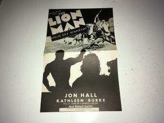 Lion Man Movie Pressbook Edgar Rice Boroughs Erb Arabian Adventire Jon Hall R40s