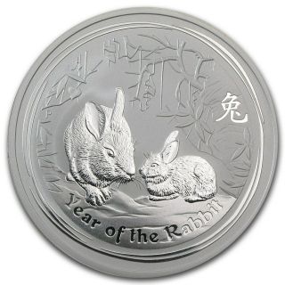 2011 2 Oz Silver Australian Perth Lunar Year Of The Rabbit.  999 Silver Coin