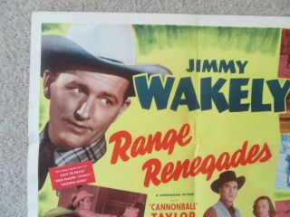 RANGE RENEGADES 1948 HLF SHT MOVIE POSTER FLD JIMMY WAKELY EX 2