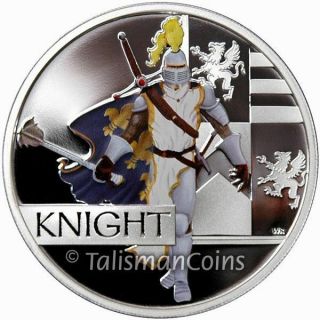 Tuvalu 2010 Great Warriors Knight Perth $1 Pure Silver Dollar Proof In Ogp