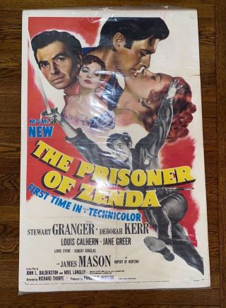 1952 The Prisoner Of Zenda Movie Poster One Sheet Stewart Granger Aa N327 Pa