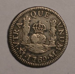 1769 Mom Mexico Colonial 1 Real Silver Coin Km - 77 Pillars Globes 4420