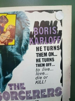 1967 THE SORCERERS 30x40 Movie Poster Boris Karloff HYPNOTIST HORROR 3