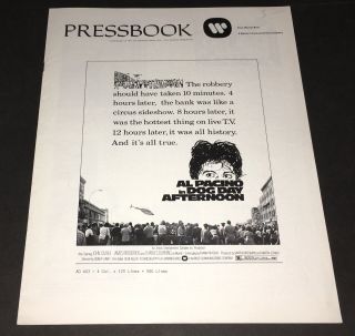 Dog Day Afternoon (1975) Al Pacino Classic Pressbook,  Insert - Xf No Cuts