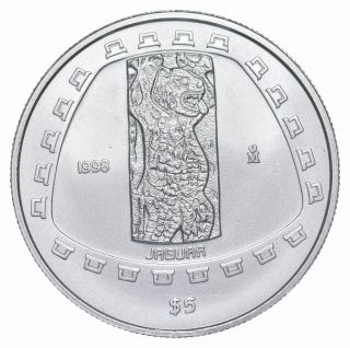 Better Date - 1998 Mexico 5 Pesos - 1 Onza Silver Jaguar - Silver 490
